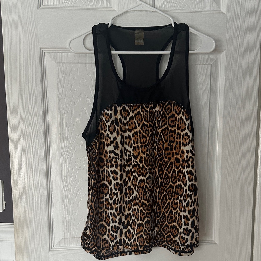 Juicy Couture Black and Leopard Print Tank Top